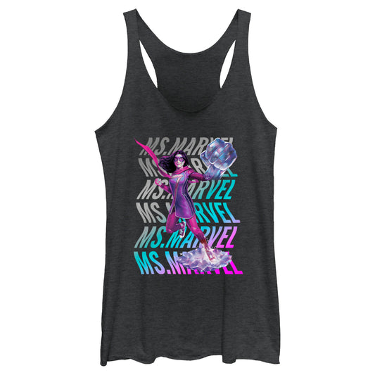 Junior's Marvel Ms Marvel Marvel Wave Tank Top