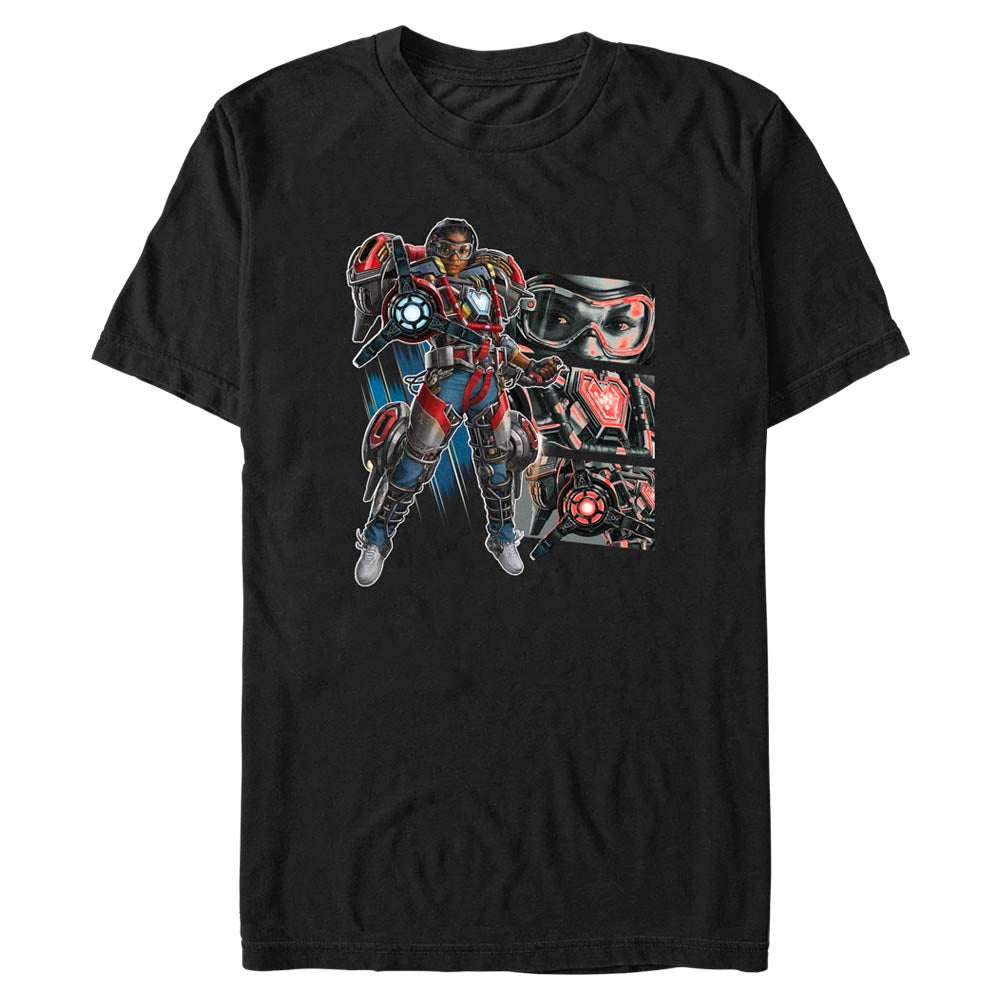 Men's Marvel Black Panther Wakanda Forever Iron Heart Hero Panels T-Shirt